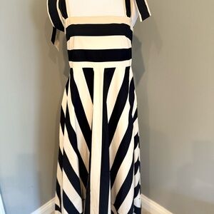 RACHEL Rachel Roy Black and White Striped Midi Dress